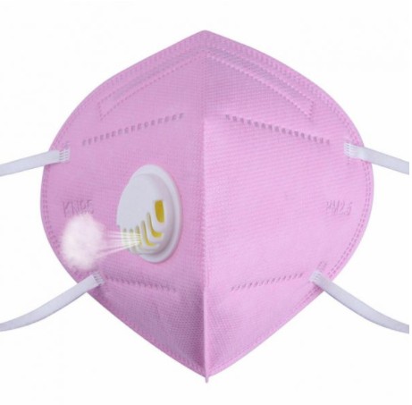 KN95 FFP2 rózsaszín szelepes maszk, 5 rétegű szájmaszk n95 - 1db
